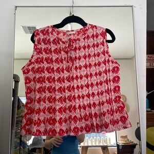 Nimbu Tulsi Top in Ikat Red